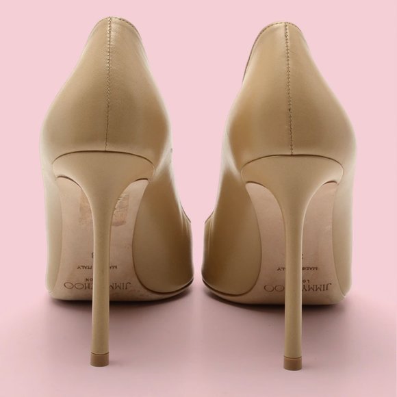 Jimmy Choo Anouk Beige Leather Stiletto Heels - Picture 6 of 12